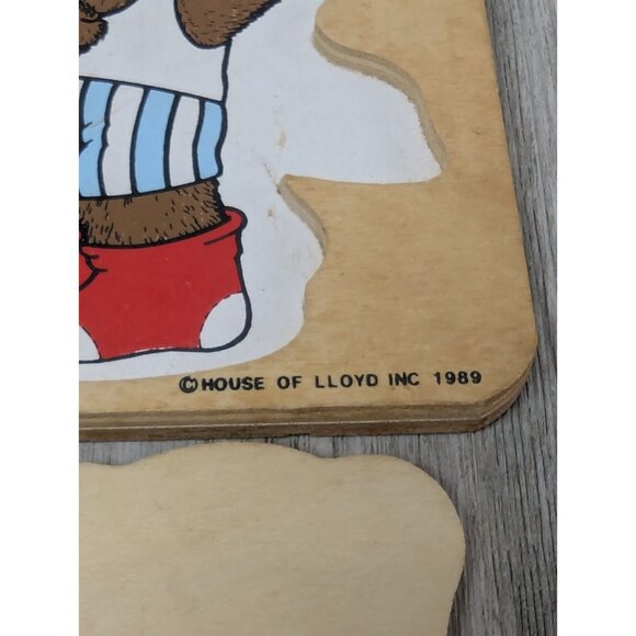 Vintage House Of Lloyd Wooden Puzzle Dress Ourselves 1989 - 6 Pieces Bears - Picture 5 of 7
